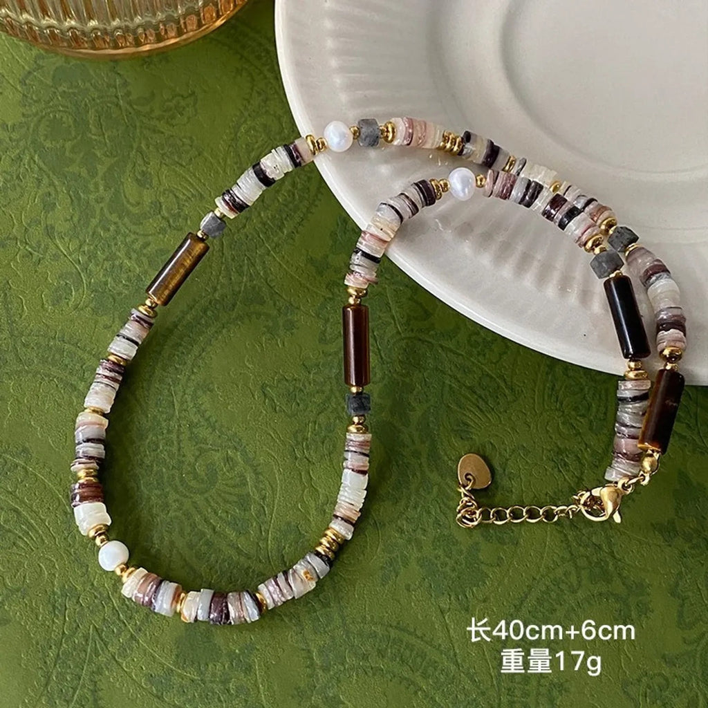 Natural Shoushan Stone Beaded Necklace