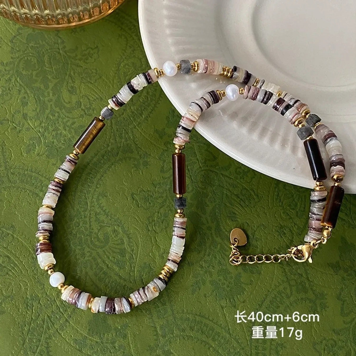 Natural Shoushan Stone Beaded Necklace
