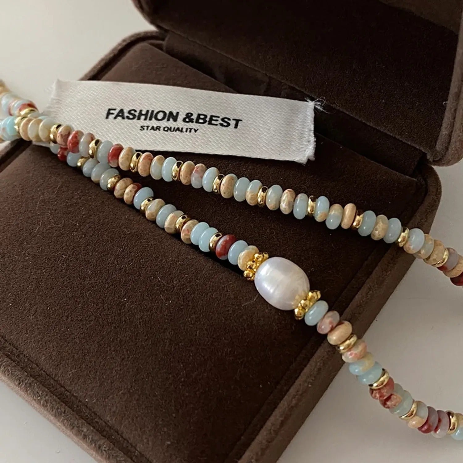 Natural Shoushan Stone Beaded Necklace