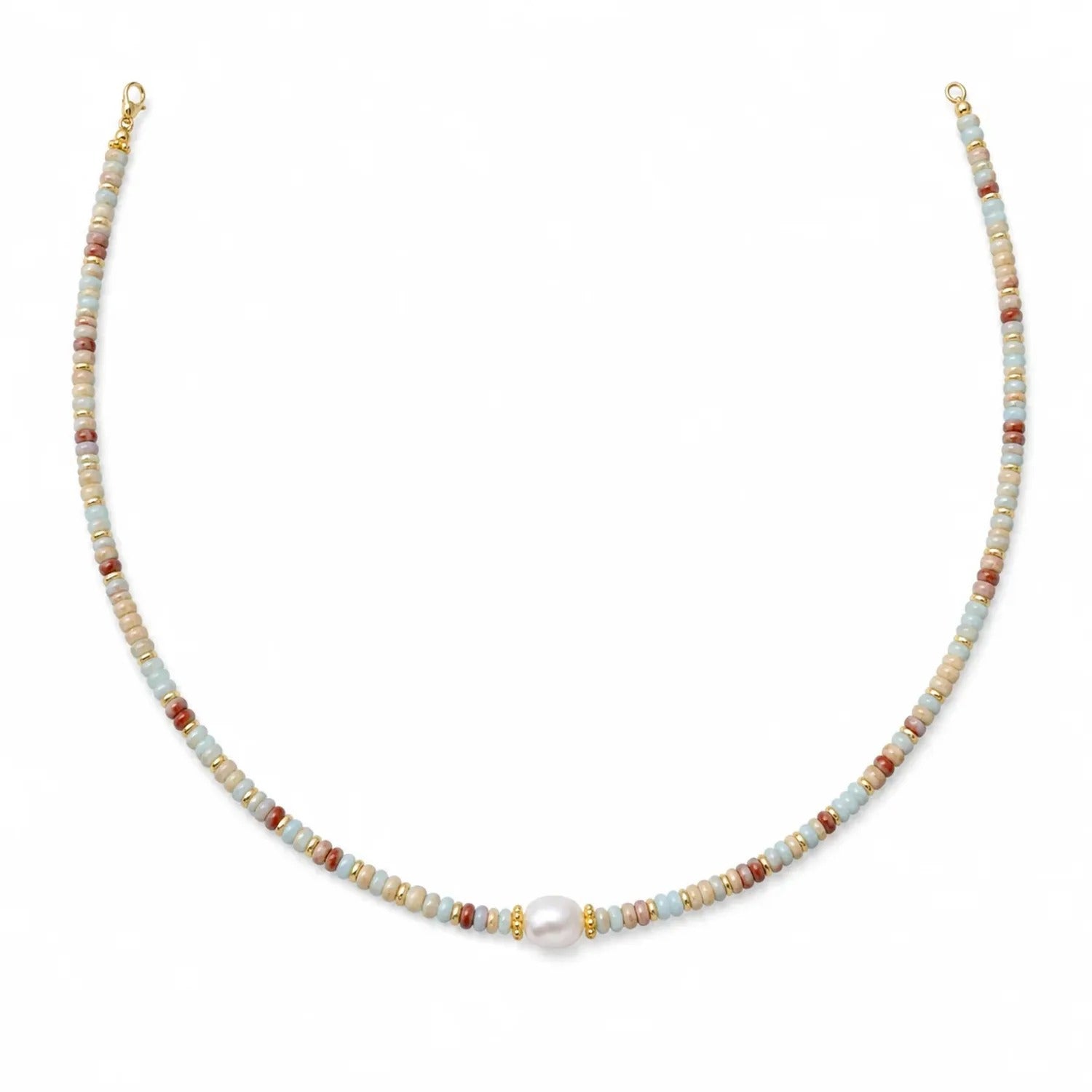 Natural Shoushan Stone Beaded Necklace