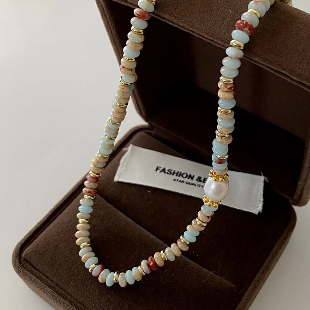Natural Shoushan Stone Beaded Necklace