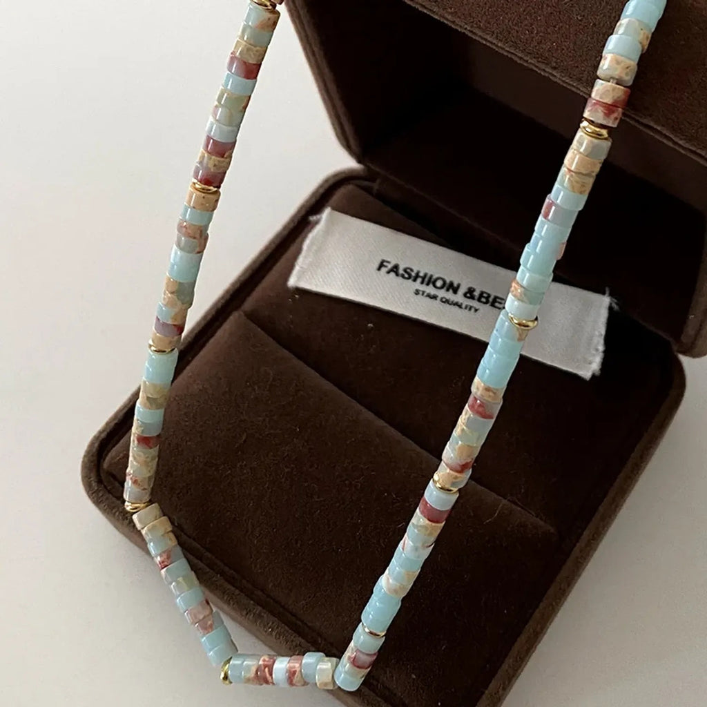 Natural Shoushan Stone Beaded Necklace
