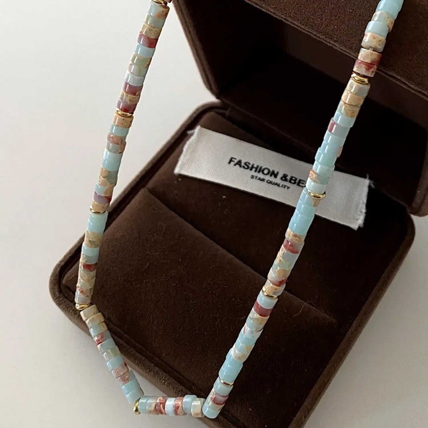 Natural Shoushan Stone Beaded Necklace