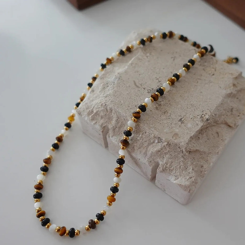 Natural Shoushan Stone Beaded Necklace