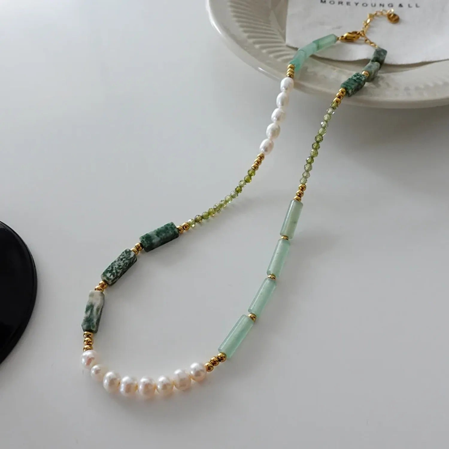 Natural Shoushan Stone Beaded Necklace