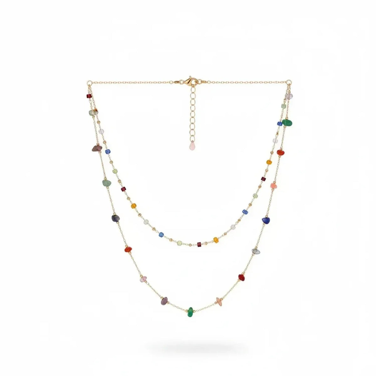Natural Stone Color-Block Beaded Necklace for Women, Irregular Boho Strand