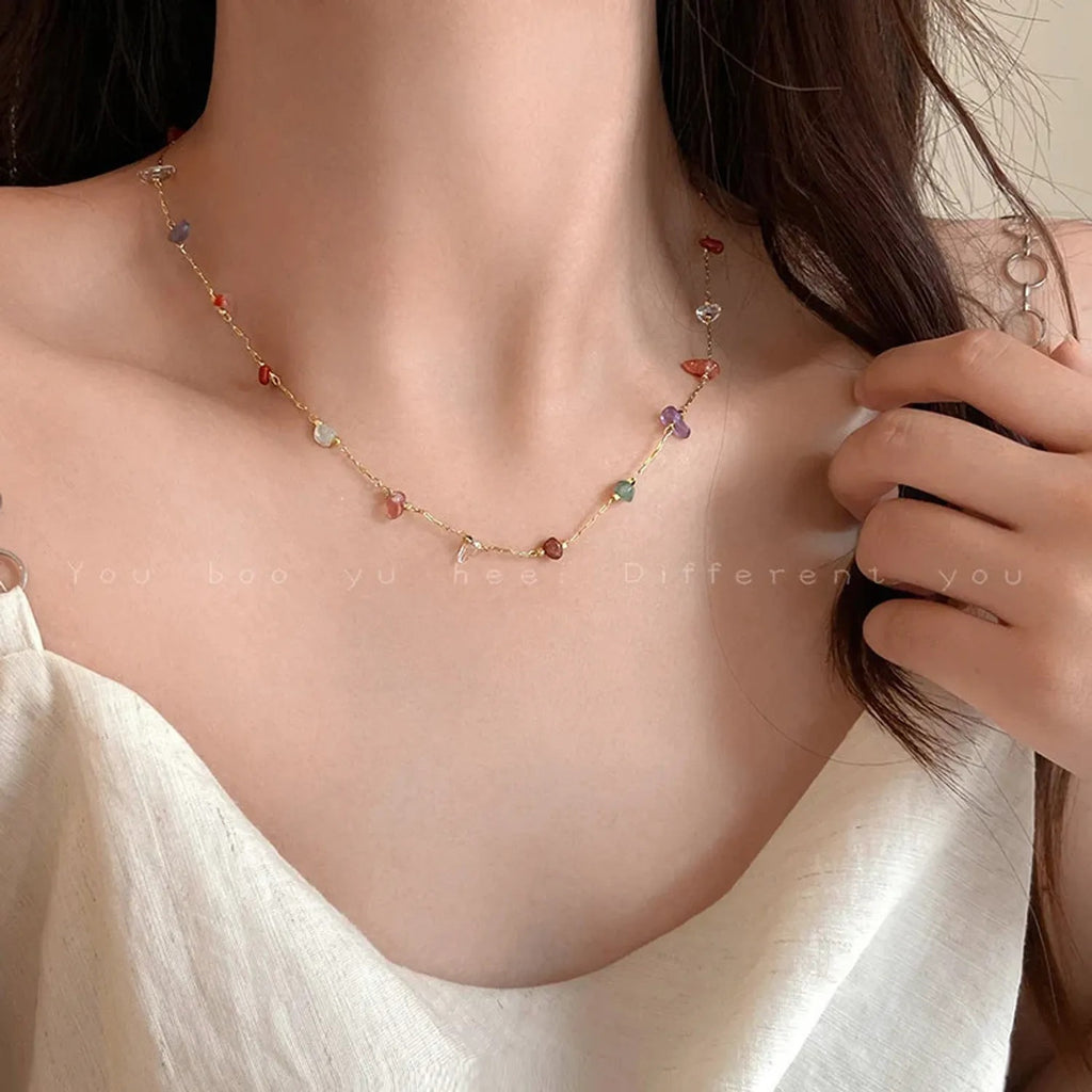 Natural Stone Color-Block Necklace