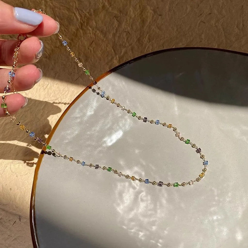Natural Stone Color-Block Necklace