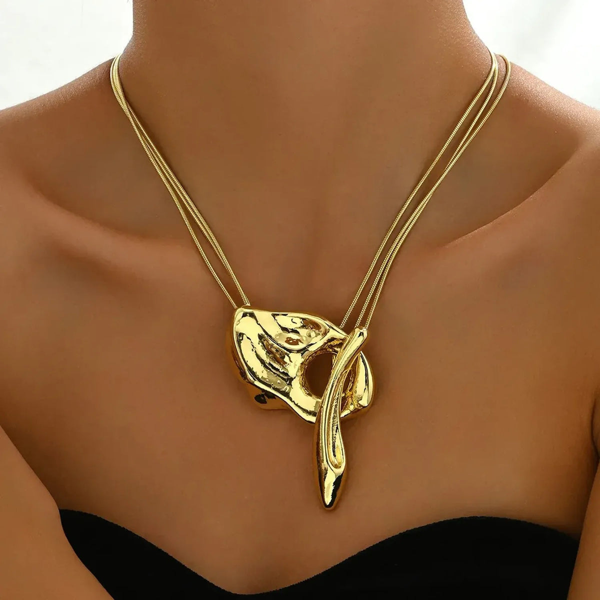 New Arrival Cross-border European American Women Necklace, Geometric Irregular Shape OT Buckle Long Clavicle Chain, Versatile Trendy Daily Neck Jewelry For Ladies