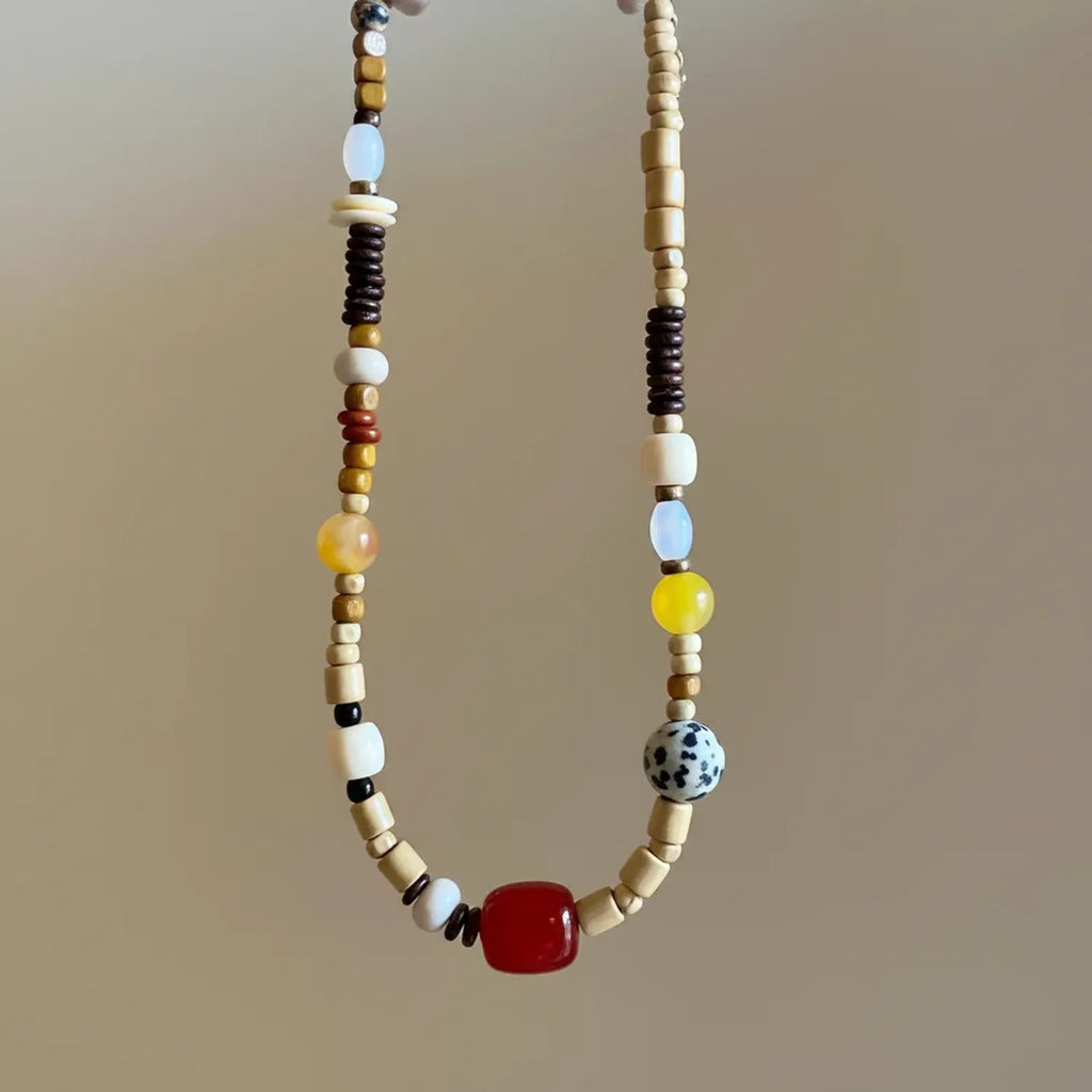 New Chinese Retro Natural Stone Dopamine Beaded Necklace