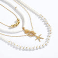 Ocean Geometric Shell & Faux Pearl Clavicle Jewelry Set