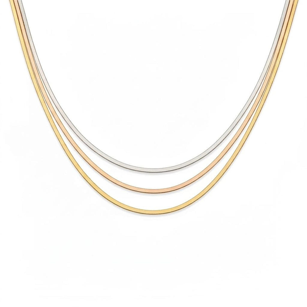 Octagonal Snake Chain Necklace - S925 Sterling Silver Gold Chain