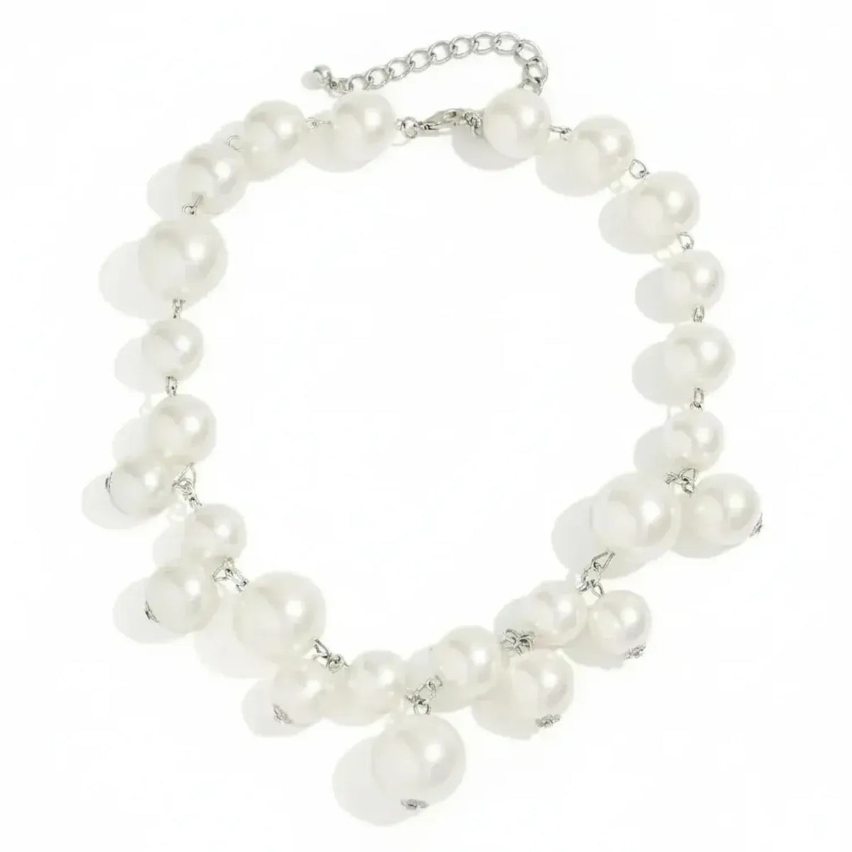 Oversized Faux Pearl Choker Necklace - Chunky Alloy Statement Jewelry for Women