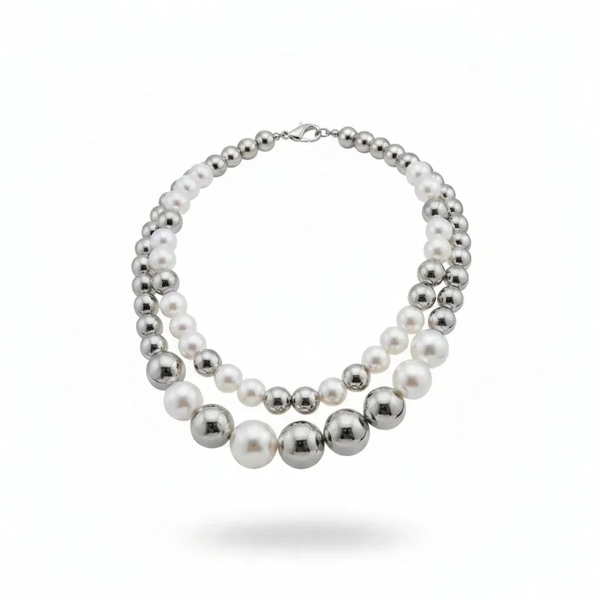 Oversized Faux Pearl Choker Necklace - Chunky Alloy Statement Jewelry for Women