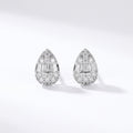 Pave Teardrop Stud Earrings for Women - Brass Cubic Zirconia Jewelry