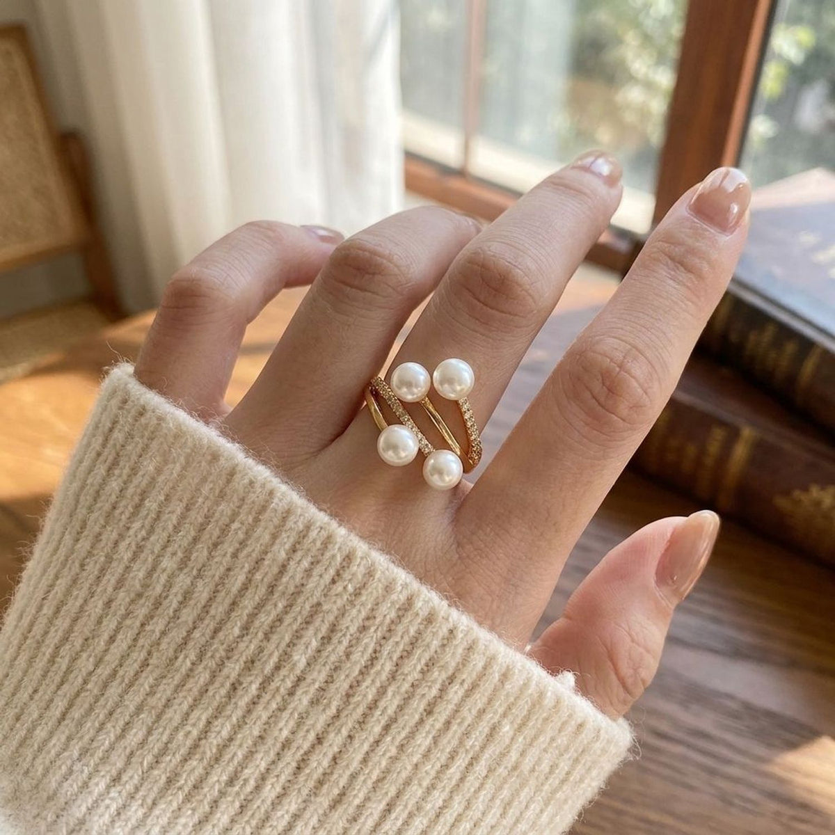 Pearl & Cubic Zirconia Classic Ring | Fashion Jewelry Ring — lifestyle