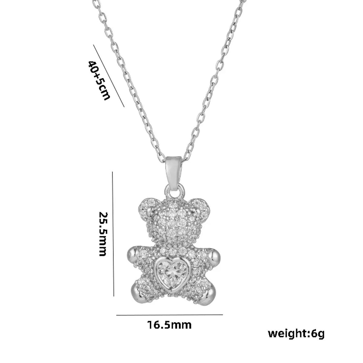 Playful Bear & Heart Pendant Necklace for Women - Collarbone Chain