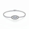 Princess Cut Cubic Zirconia Tennis Bracelet for Women - Plated Brass Evening Jewelry, White