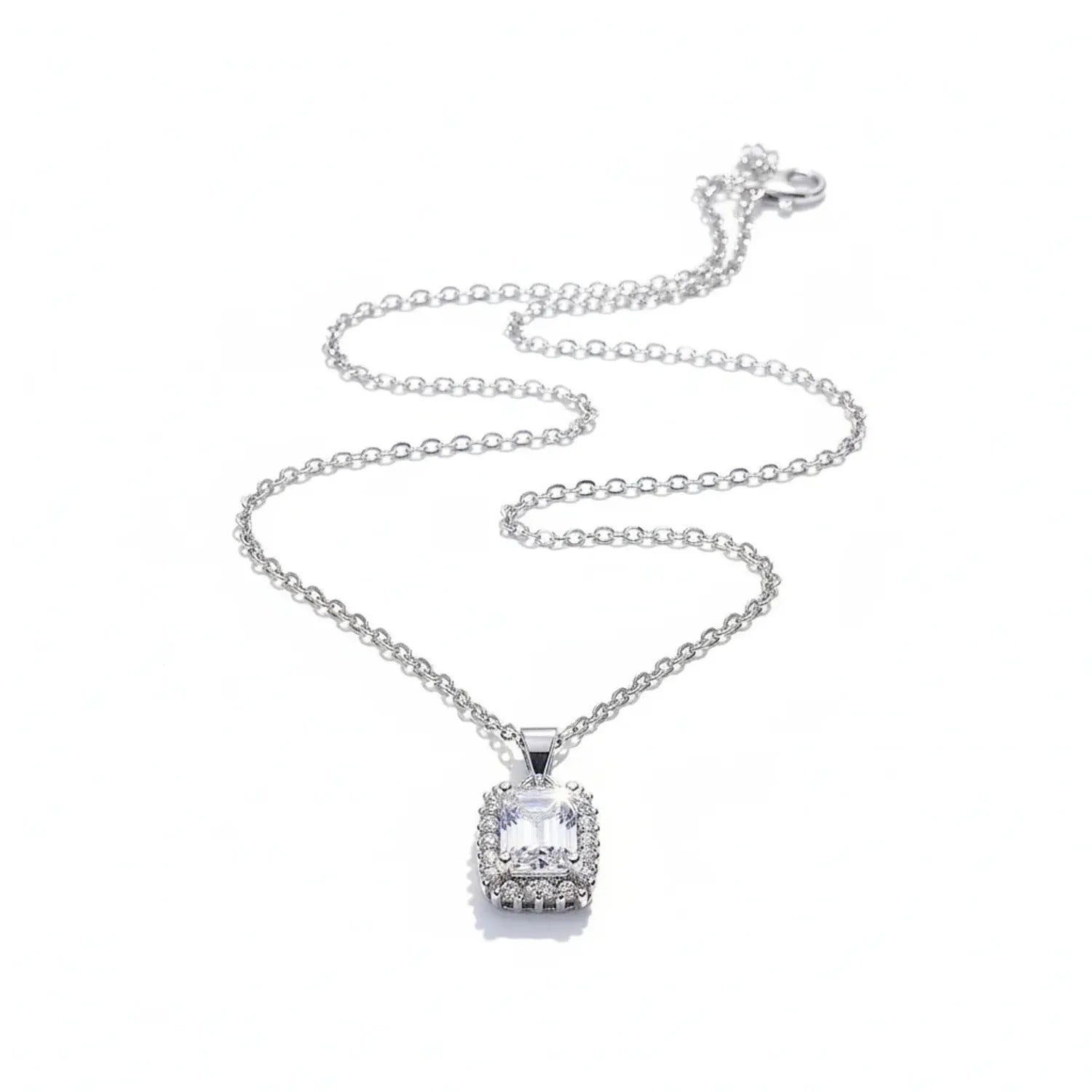 Princess Square Diamond Zircon Set — Earrings, Necklace & Ring