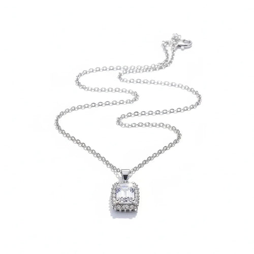 Princess Square Diamond Zircon Set — Earrings, Necklace & Ring