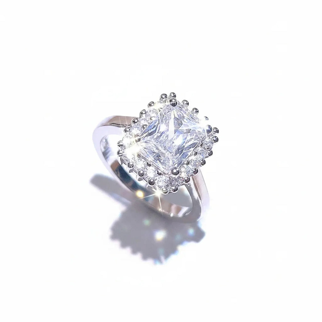 Princess Square Diamond Zircon Set — Earrings, Necklace & Ring