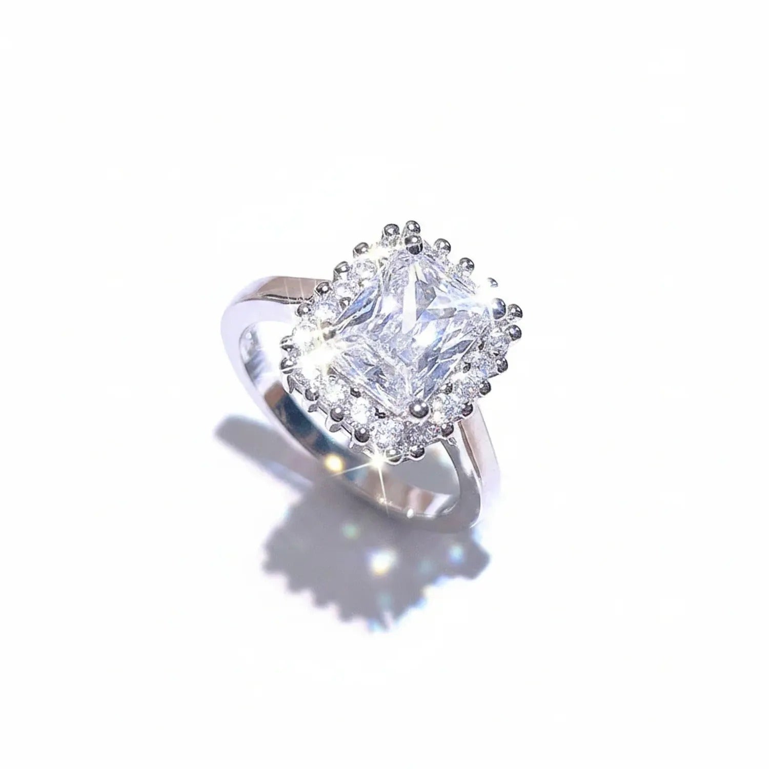 Princess Square Diamond Zircon Set — Earrings, Necklace & Ring