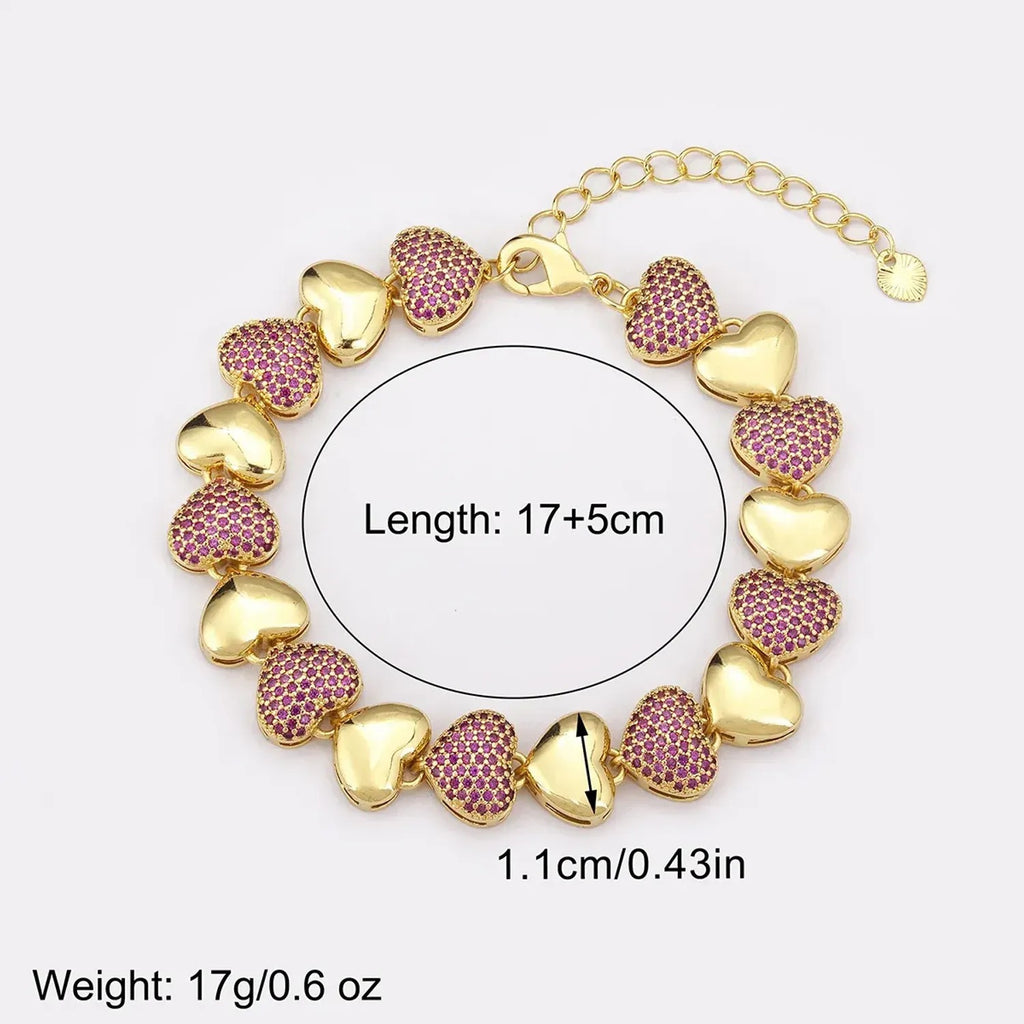 Gold Bracelets for Women - Electroplated Heart Bracelet with Cubic Zirconia