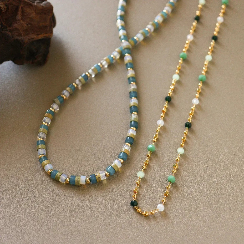 Natural Stone Beaded Collarbone Necklaces for Women
