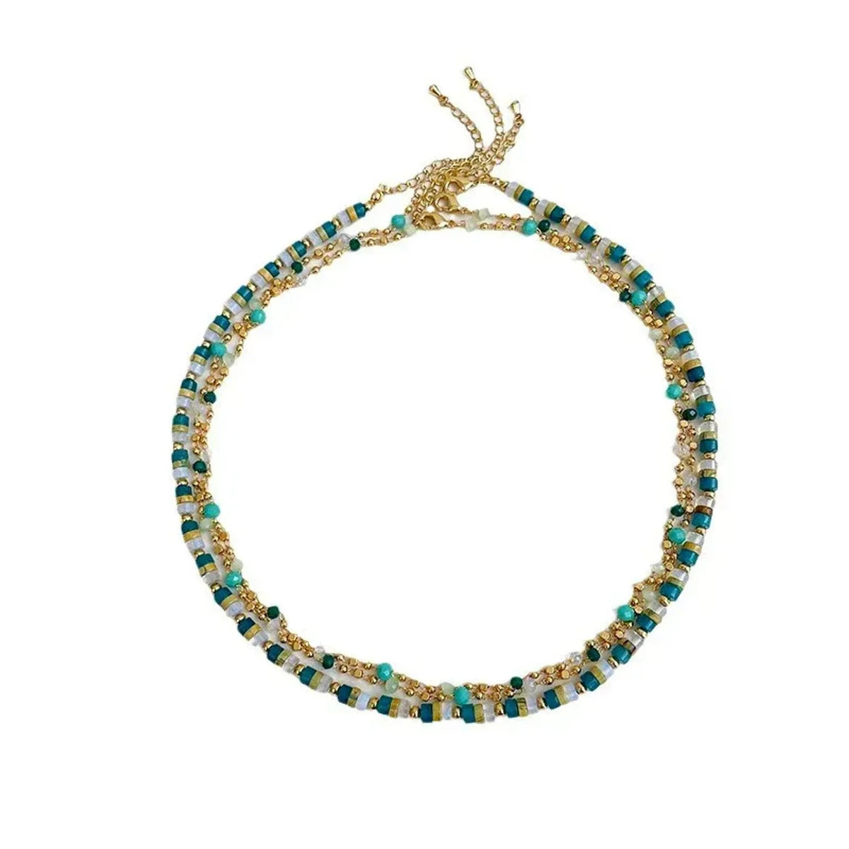 Korean Retro Natural Stone Beaded Necklaces for Women - Fine & Thick Strand Clavicle Chain