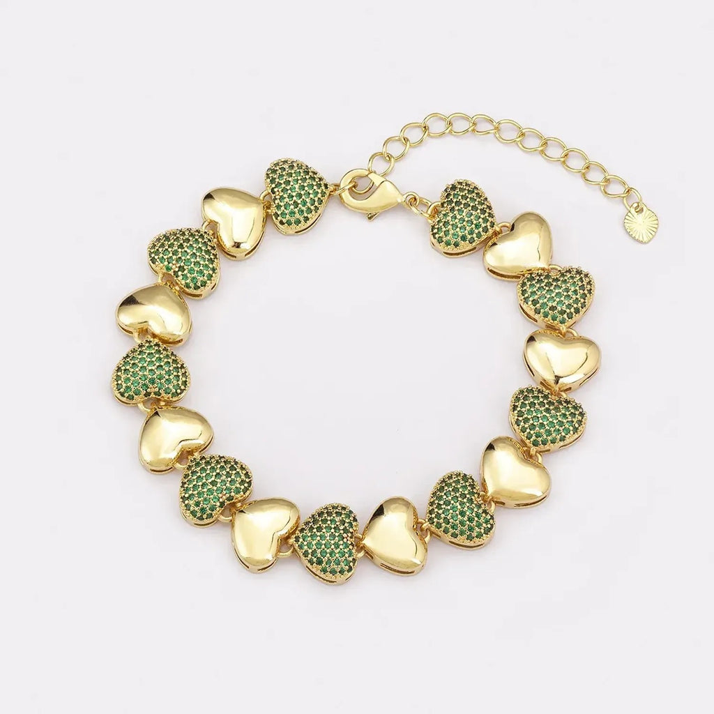 Gold Bracelets for Women - Electroplated Heart Bracelet with Cubic Zirconia