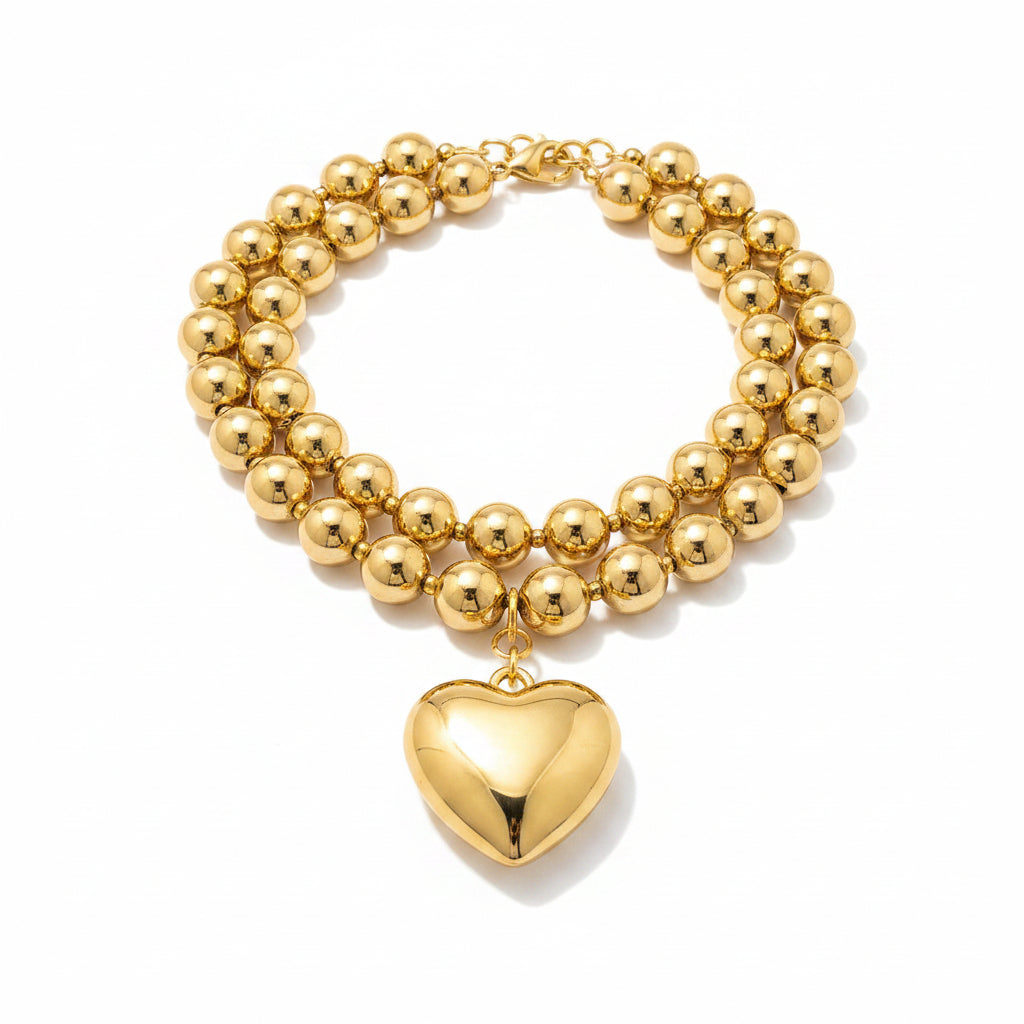 Geometric metal heart choker necklace and earrings set