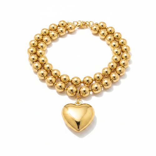 Geometric metal heart choker necklace and earrings set