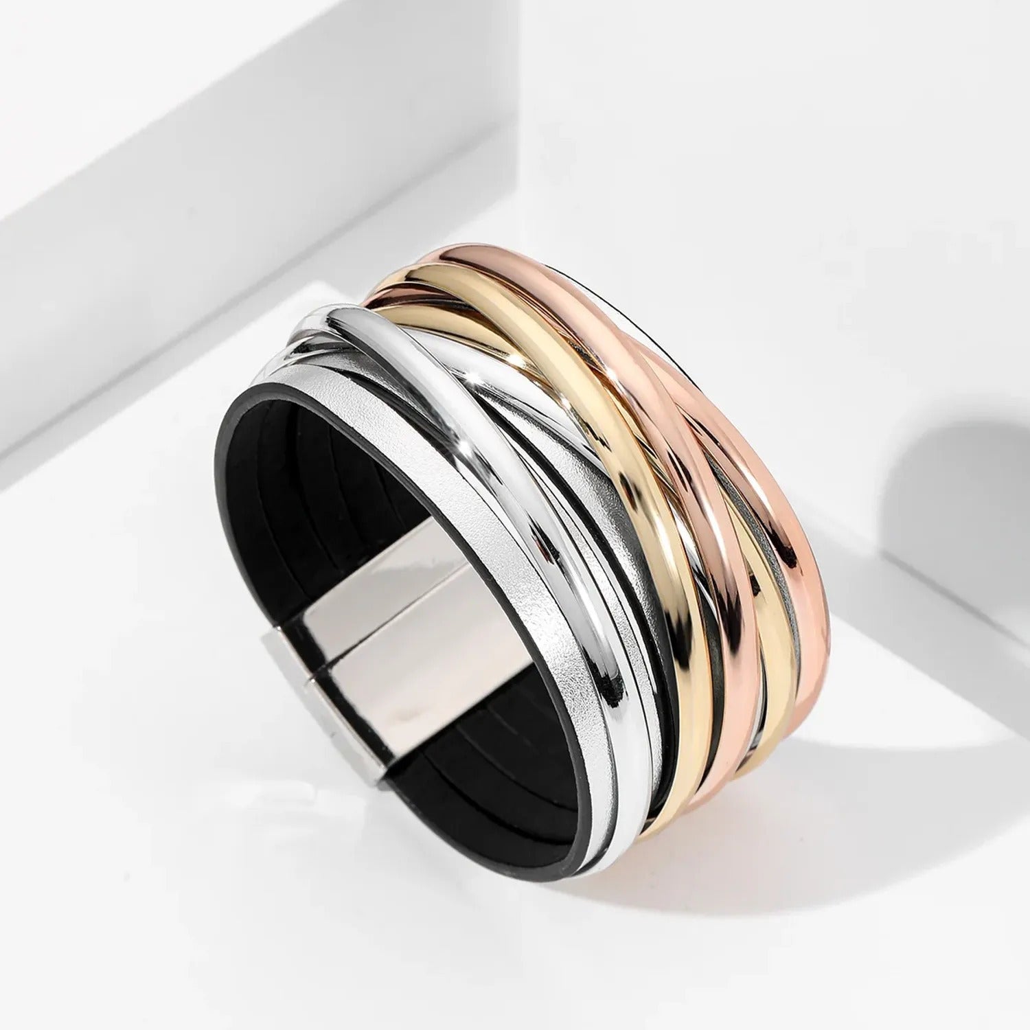 PU Leather Multi-Layer Braided Bracelet — Magnetic Clasp