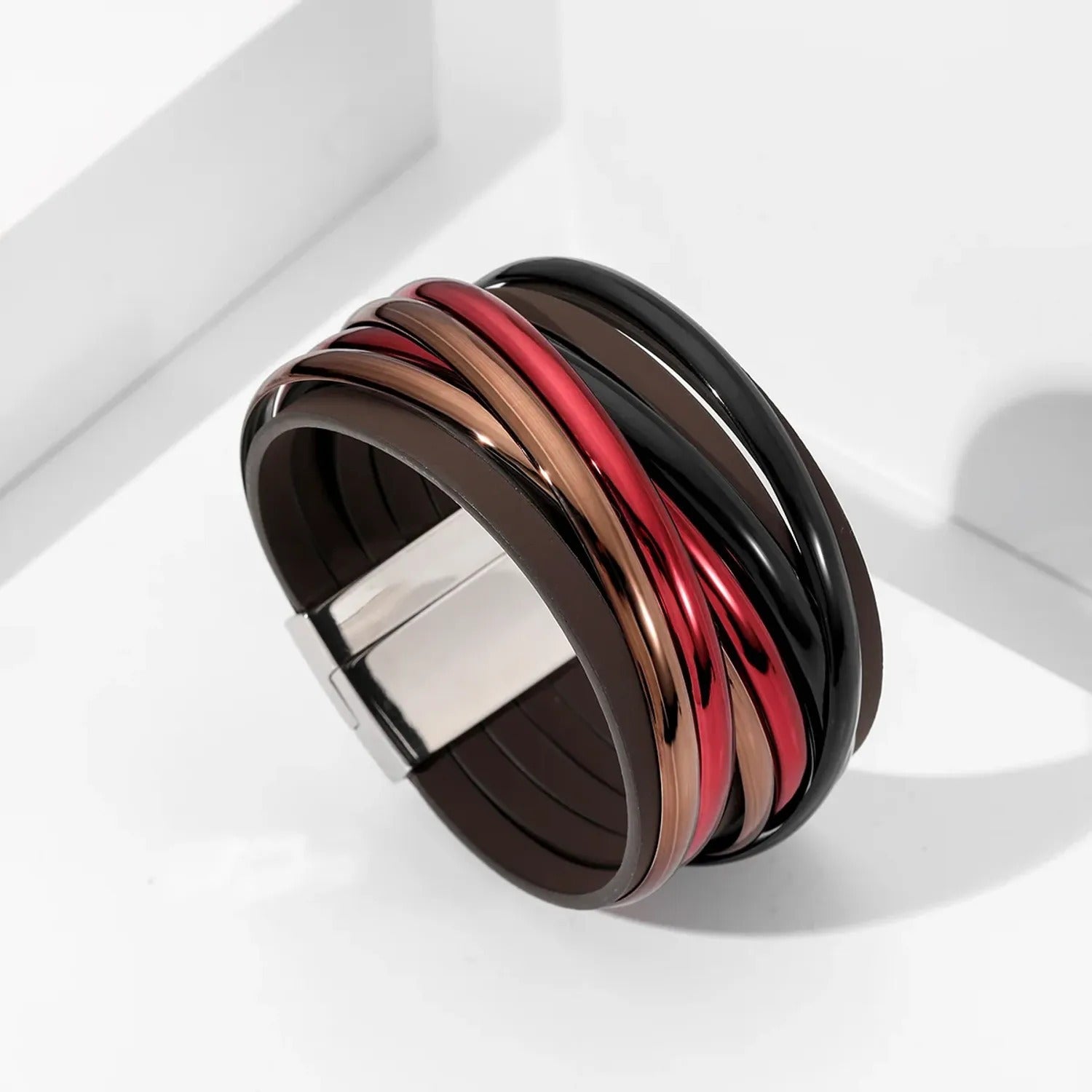 PU Leather Multi-Layer Braided Bracelet — Magnetic Clasp