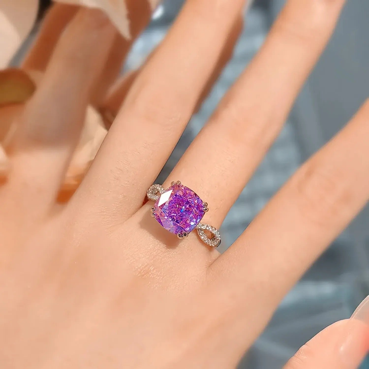 Purple Starry Sky Ice-Cut Satin Ring