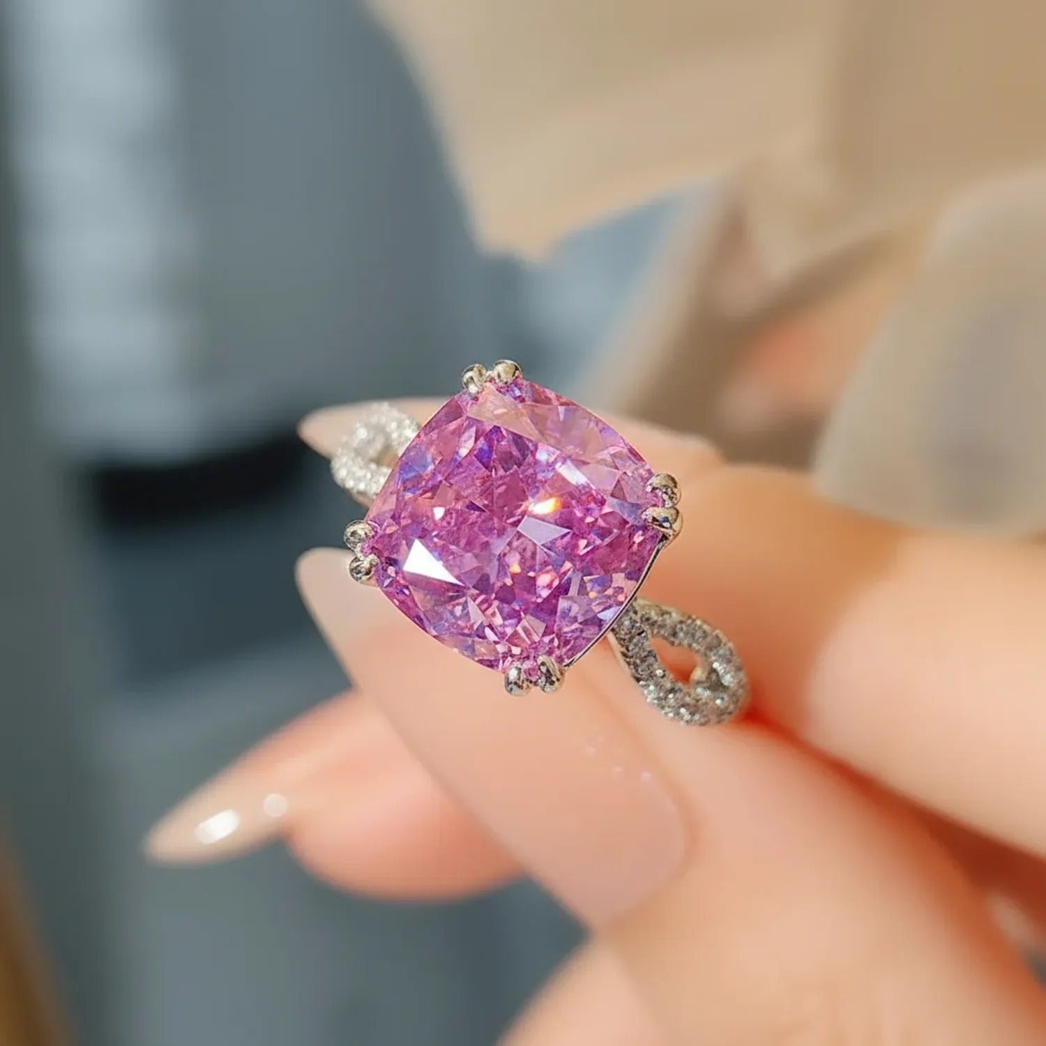 Purple Starry Sky Ice-Cut Satin Ring