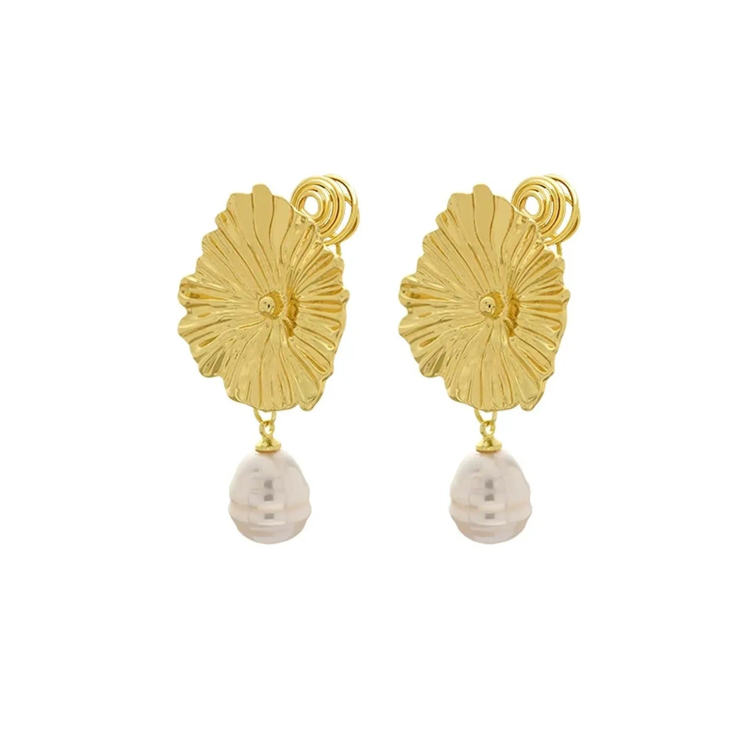 Retro Metal Daisy Flower Pearl Ear Clip — No Piercing