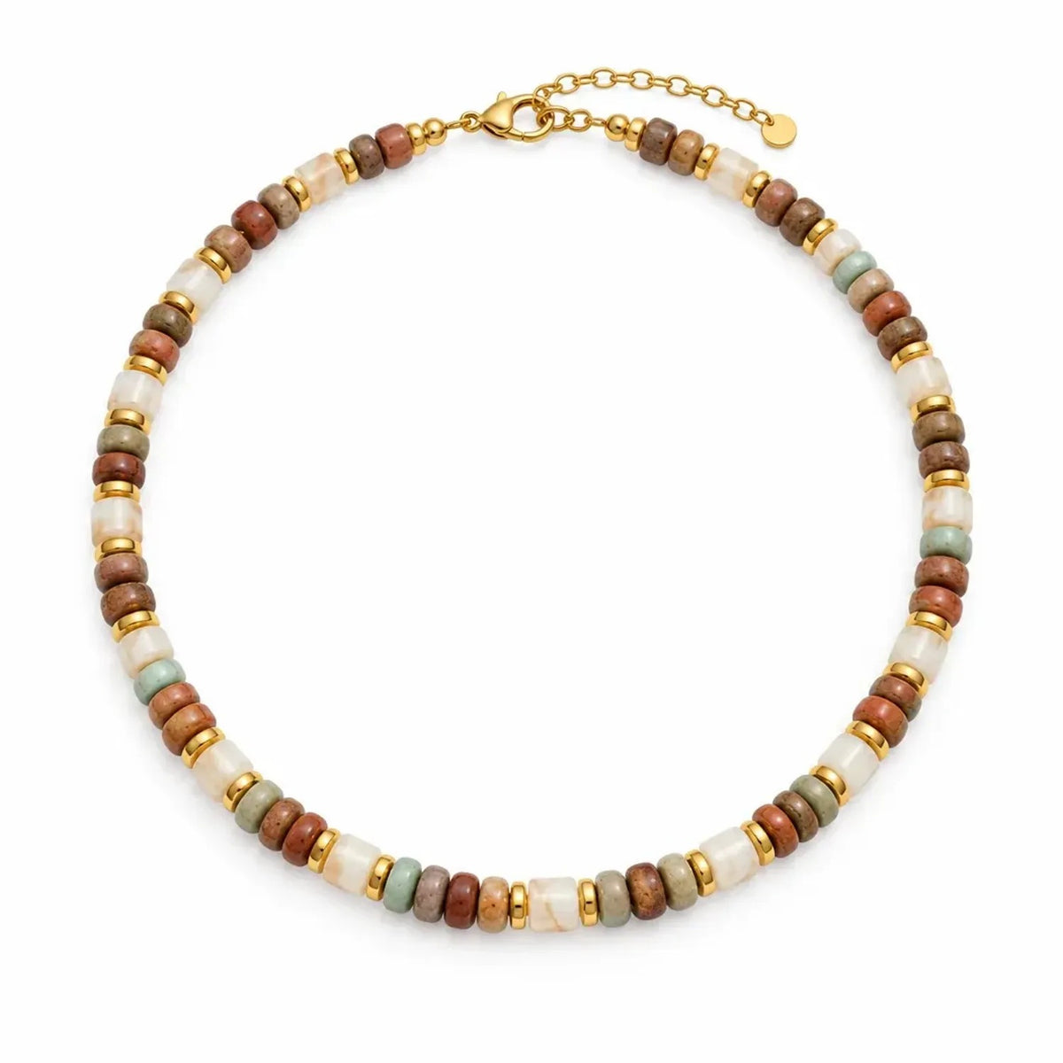 Retro Natural Stone Beaded Layered Collarbone Necklace for Women