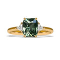 Retro Square Gemstone Ring with Four-Prong Setting, Vintage Style