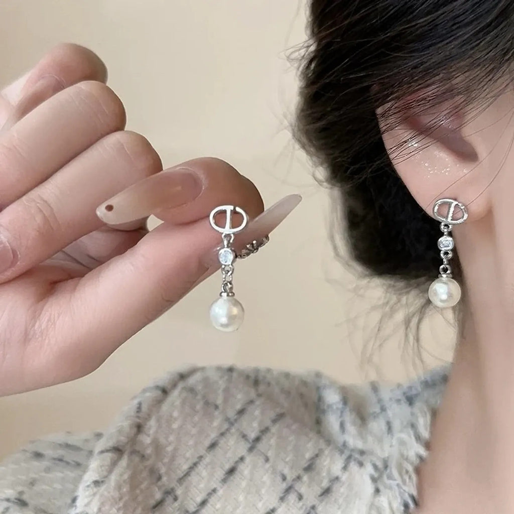 Romantic French Long Pearl Tassel Drop Earrings