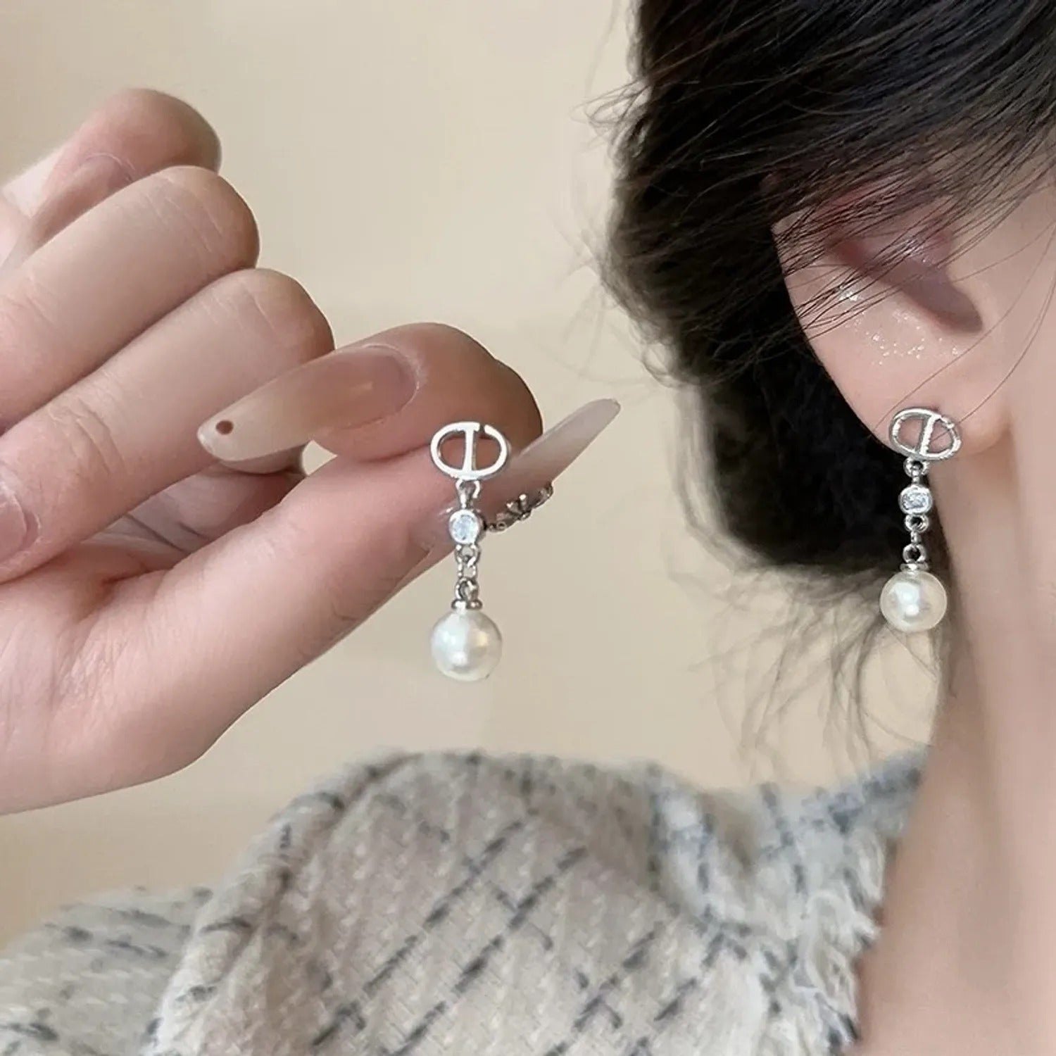 Romantic French Long Pearl Tassel Drop Earrings