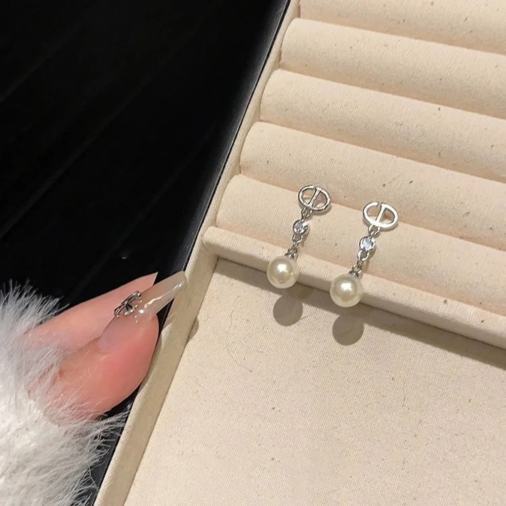 Romantic French Long Pearl Tassel Drop Earrings