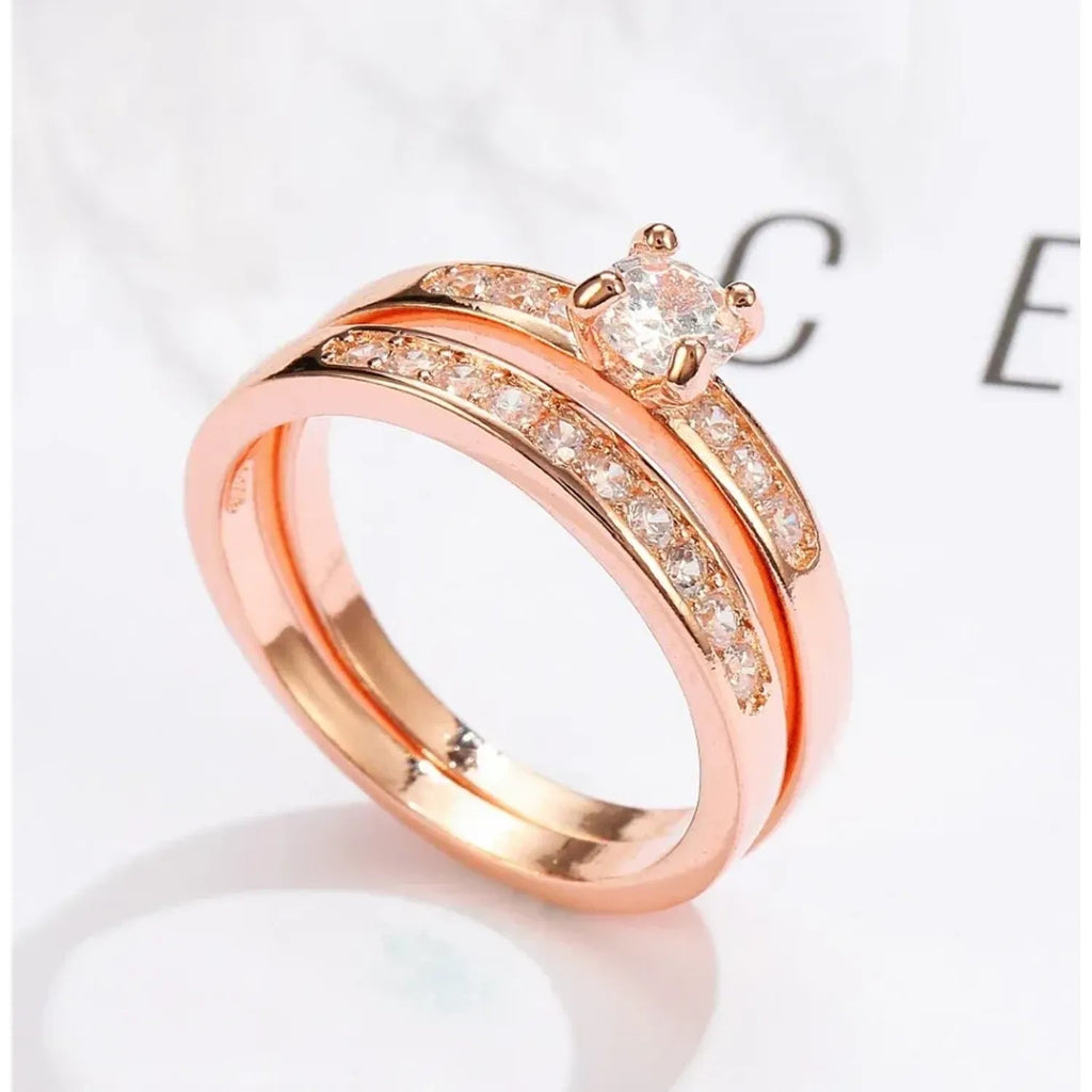 Rose gold ring with diamonds