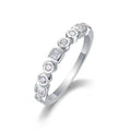 S925 Silver Moissanite Ring, Bezel Set Half Eternity Band, US 5-9
