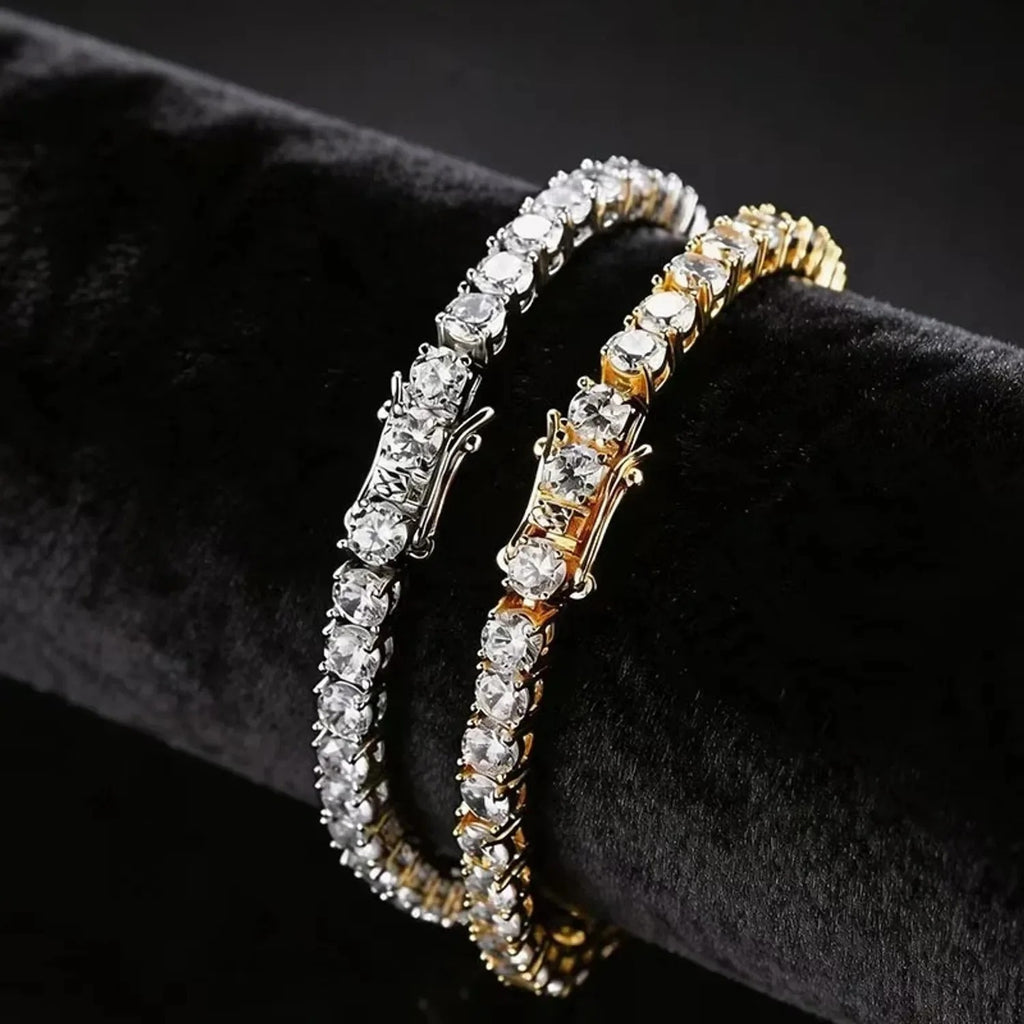 Senwai — Women's Flash Round Zircon Bracelet in Electroplated Copper, Silver