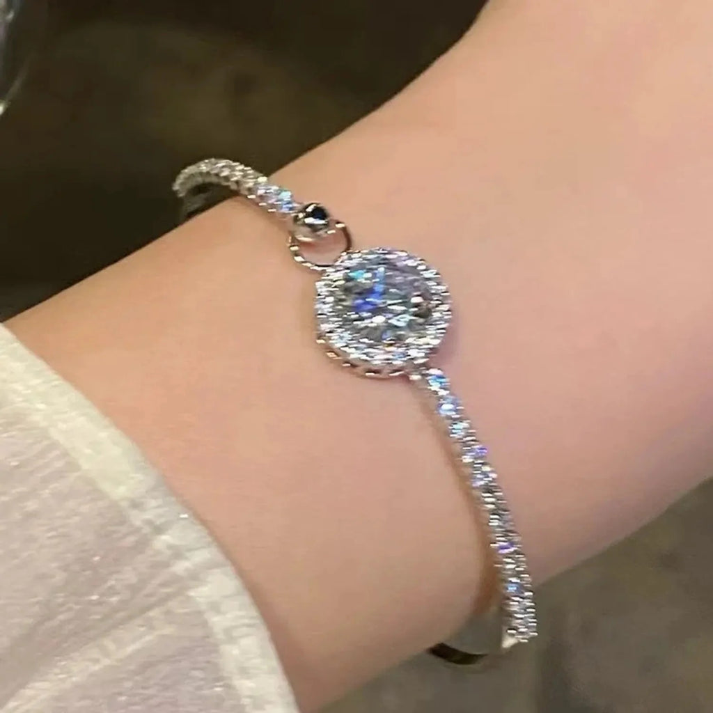 Senwai — Women's Flash Round Zircon Bracelet in Electroplated Copper, Silver