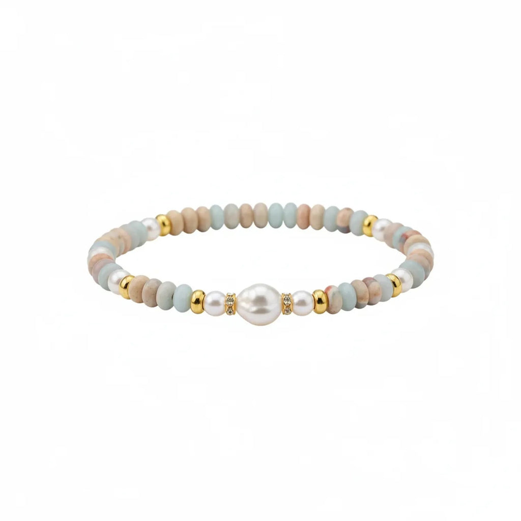 Shoushan Stone & Freshwater Pearl Double-Layer Bracelet