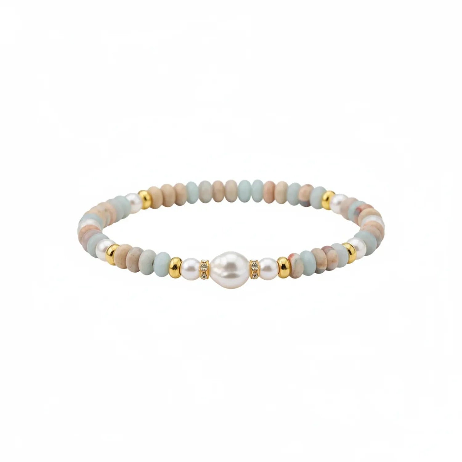 Shoushan Stone & Freshwater Pearl Double-Layer Bracelet