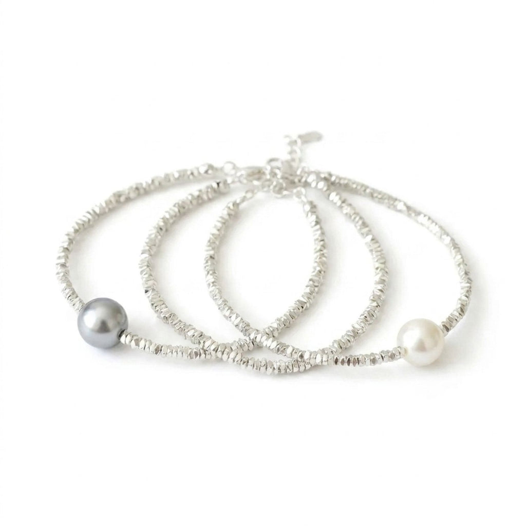 Silver Fragment Pearl Bracelet for Women, Minimalist Chain Bracelet — all variants