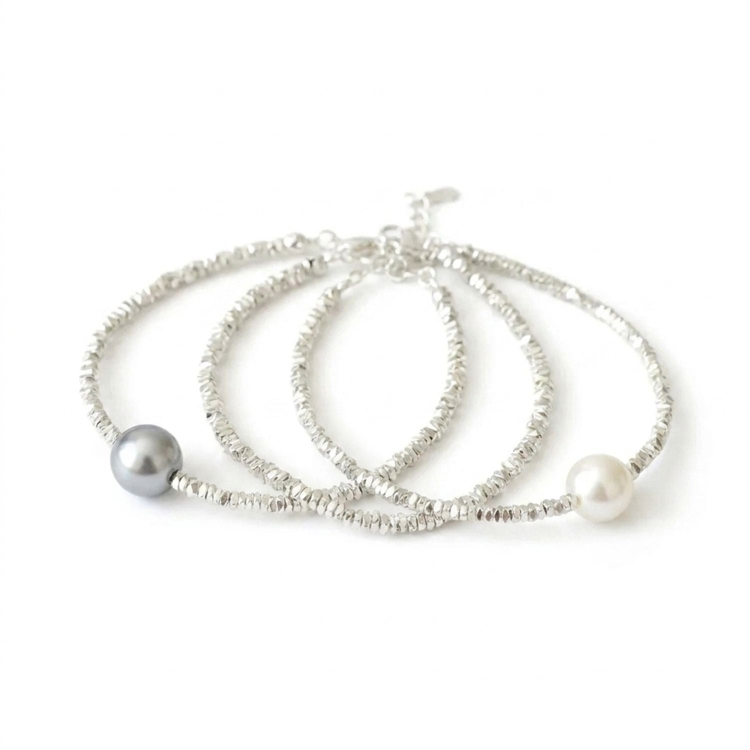 Silver Fragment Pearl Bracelet for Women, Minimalist Chain Bracelet — all variants